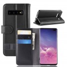Lommebok deksel ekte Lær for Galaxy S10 Plus svart thumbnail
