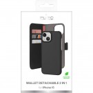 Puro 2-i-1 Magnetisk Lommebok-deksel iPhone 15 svart thumbnail