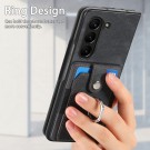 Tech-Flex TPU Deksel med PU-lær plass til kort og ringholder Samsung Galaxy Z Fold 6 5G svart thumbnail