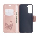 Lommebok deksel for Samsung Galaxy S21 5G roségull butterfly thumbnail