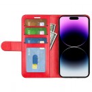 Lommebok deksel Premium for iPhone 15 Pro Max rød thumbnail