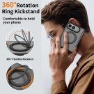 Tech-Flex Deksel Skin Feel magnet og roterende ring iPhone Fold  - Svart thumbnail
