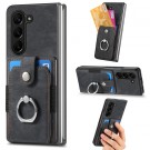 Tech-Flex TPU Deksel med PU-lær plass til kort og ringholder Samsung Galaxy Z Fold 6 5G svart thumbnail