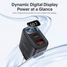 Yesido hurtiglader med digitalt display USB-C og USB-A 60W - Svart thumbnail
