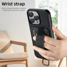 Suteni TPU Deksel med PU-lær plass til kort iPhone 16 - Svart thumbnail
