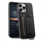 Suteni TPU Deksel med PU-lær plass til kort iPhone 16 Pro Max - Svart thumbnail
