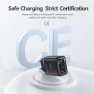 Yesido hurtiglader med digitalt display USB-C og USB-A 60W - Svart thumbnail