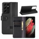 Lommebok deksel ekte Lær for Samsung Galaxy S21 Ultra 5G svart thumbnail