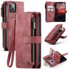 CaseMe retro multifunksjonell Lommebok deksel iPhone 14 Plus rød thumbnail
