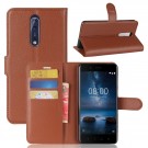 Lommebok deksel for Nokia 8 brun thumbnail