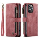 CaseMe retro multifunksjonell Lommebok deksel iPhone 14 Pro Max rød thumbnail