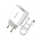 WEKOME Vegglader USB-A & Kabel USB-C hurtiglader 18W - Hvit thumbnail