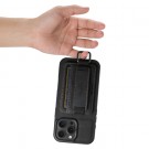 Suteni TPU Deksel med PU-lær plass til kort iPhone 16 Pro - Svart thumbnail
