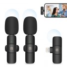 Puluz Dobbel trådløs mikrofon med iPhone 8-Pin Lightning - svart thumbnail