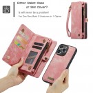 CaseMe 2-i-1 Lommebok deksel iPhone 13 Pro rosa thumbnail
