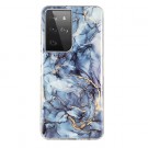 Fashion TPU Deksel for Samsung Galaxy S21 Ultra 5G - Blå Marmor thumbnail