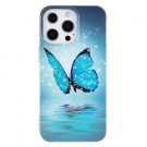 Fashion TPU Deksel for iPhone 16 Pro - Blue Butterfly thumbnail