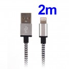 Universal 2M 8 Pin Lightning kabel iPhone svart og hvit thumbnail