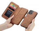 CaseMe 2-i-1 Lommebok deksel iPhone 13 Mini brun thumbnail