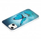 Fashion TPU Deksel for iPhone 15 - Blue Butterfly thumbnail