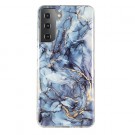 Fashion TPU Deksel for Samsung Galaxy S21 FE 5G - Marmor blå thumbnail