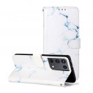 Lommebok deksel for Samsung Galaxy S21 Ultra 5G hvit marmor thumbnail