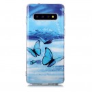 Fashion TPU Deksel Samsung Galaxy S10+ Plus - blue Butterfly thumbnail