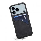 Denior TPU Deksel med PU-lær plass til kort iPhone 17 Pro svart thumbnail