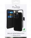 Puro 2-i-1 Magnetisk Lommebok-deksel iPhone 14 Pro svart thumbnail
