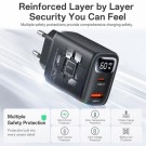 Yesido hurtiglader med digitalt display USB-C og USB-A 60W - Svart thumbnail