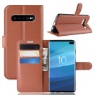 Lommebok deksel for Samsung Galaxy S10 plus brun thumbnail