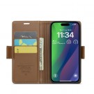 CaseMe Lommebok deksel for iPhone 15 Plus brun thumbnail