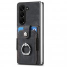 Tech-Flex TPU Deksel med PU-lær plass til kort og ringholder Samsung Galaxy Z Fold 6 5G svart thumbnail