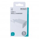 Deltaco Vegglader USB-C PD 20W - Hvit thumbnail