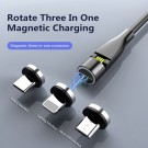 Magnetisk roterende ladekabel til - iPhone + Micro-Usb + Usb Type-C 1m svart thumbnail