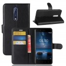 Lommebok deksel for Nokia 8 svart thumbnail
