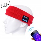 Pannebånd strikket m/bluetooth headset rød thumbnail