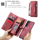 CaseMe 2-i-1 Lommebok deksel Samsung Galaxy S21+ plus 5G rød thumbnail
