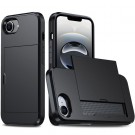 Hybrid TPU + PC Deksel plass til kort iPhone 16e svart thumbnail