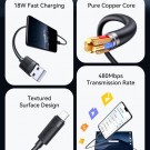 USAMS 1M USB-A til Micro USB Hurtiglader kabel 18W  svart thumbnail
