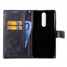 Lommebok deksel til Nokia 5.1 Plus (2018) - mønster svart thumbnail