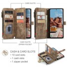 CaseMe multifunksjonell Lommebok deksel Samsung Galaxy S25 FE 5G brun thumbnail