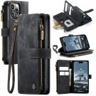 CaseMe retro multifunksjonell Lommebok deksel iPhone 15 Pro svart thumbnail