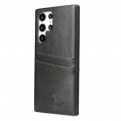 Fierre Shann TPU Deksel med PU-lær plass til kort Galaxy S22 Ultra 5G svart thumbnail