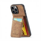 Fierre Shann TPU Deksel med PU-lær plass til kort iPhone 15 Pro brun thumbnail