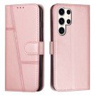 Lommebok deksel Stitching for Samsung Galaxy S25 Ultra 5G Roségull thumbnail
