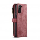 CaseMe retro multifunksjonell Lommebok deksel Samsung Galaxy S21 FE 5G rød thumbnail