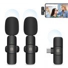 Puluz Dobbel Trådløs mikrofon med android / iPhone USB-C - Svart  thumbnail
