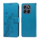 Lommebok deksel for Motorola Moto G77 5G / Moto G67 5G - Blomster blå thumbnail