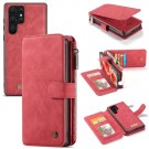CaseMe 2-i-1 Lommebok deksel Samsung Galaxy S22 Ultra 5G rød thumbnail